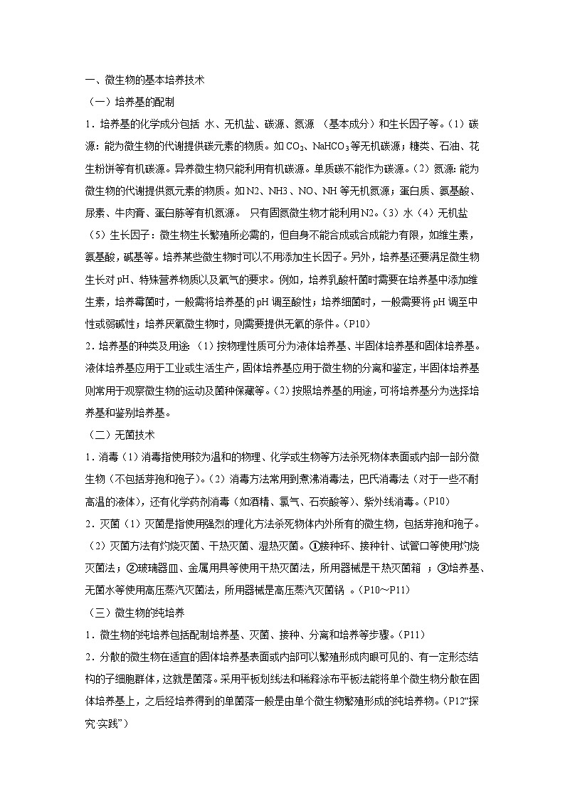 高考生物第一轮复习知识点挖空专项练习 倒数笫3天微生物的培养与发酵（原卷版+答案解析）02