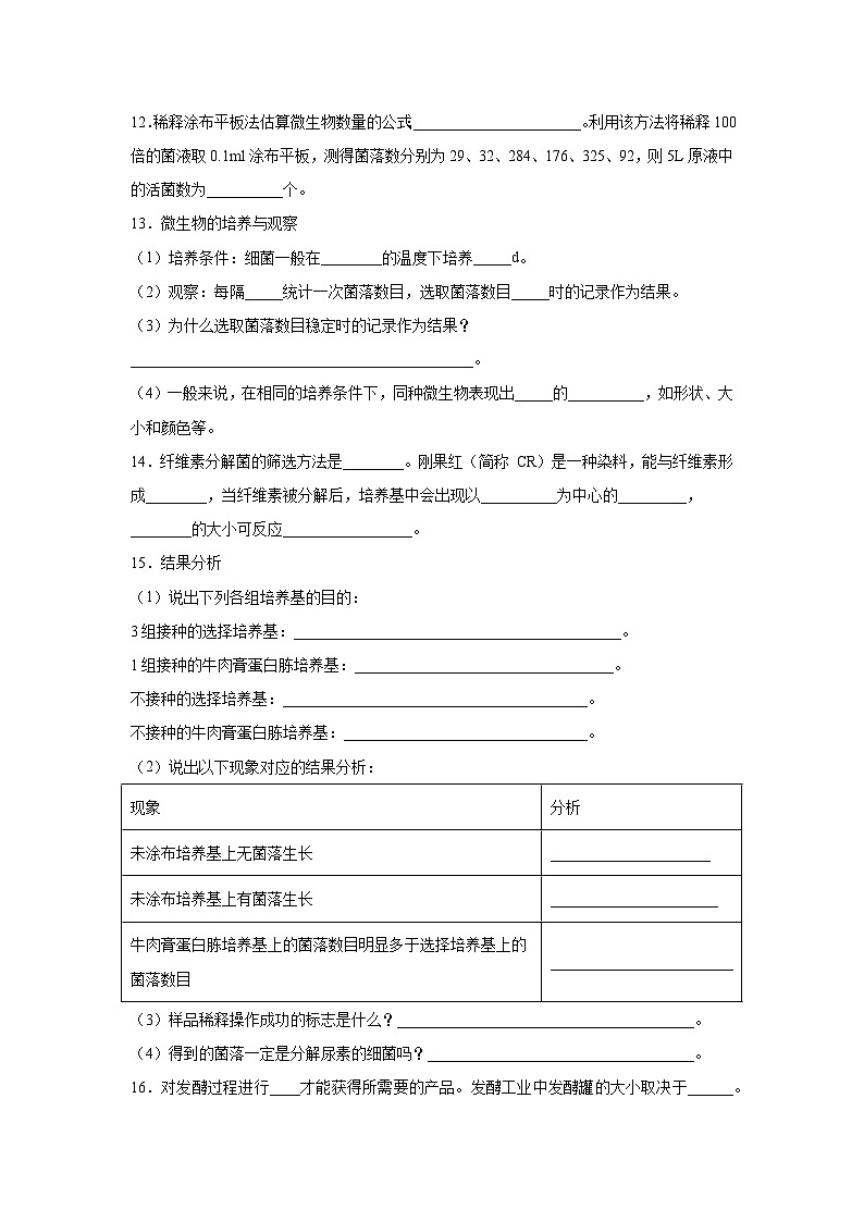 高考生物第一轮复习知识点挖空专项练习 2019人教版选择性必修三经典填空（原卷版+答案解析）第2页