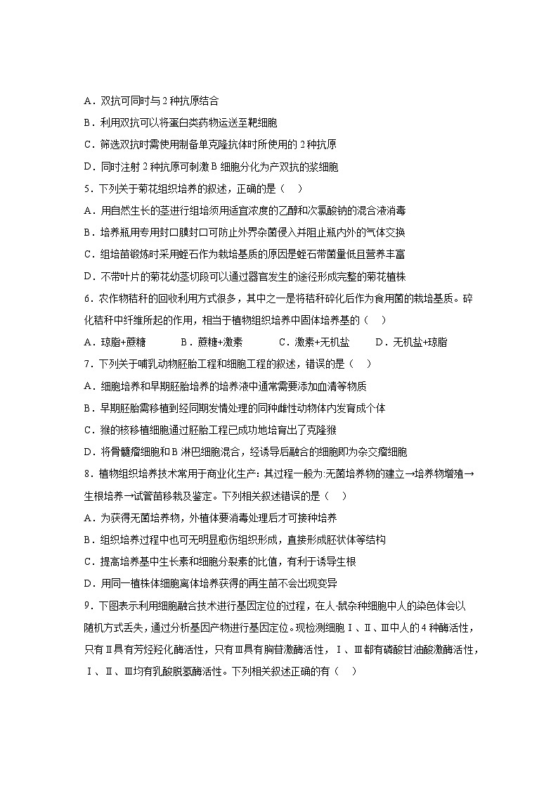 高考生物第一轮复习知识点挖空专项练习 倒数第2天细胞工程（原卷版+答案解析）03