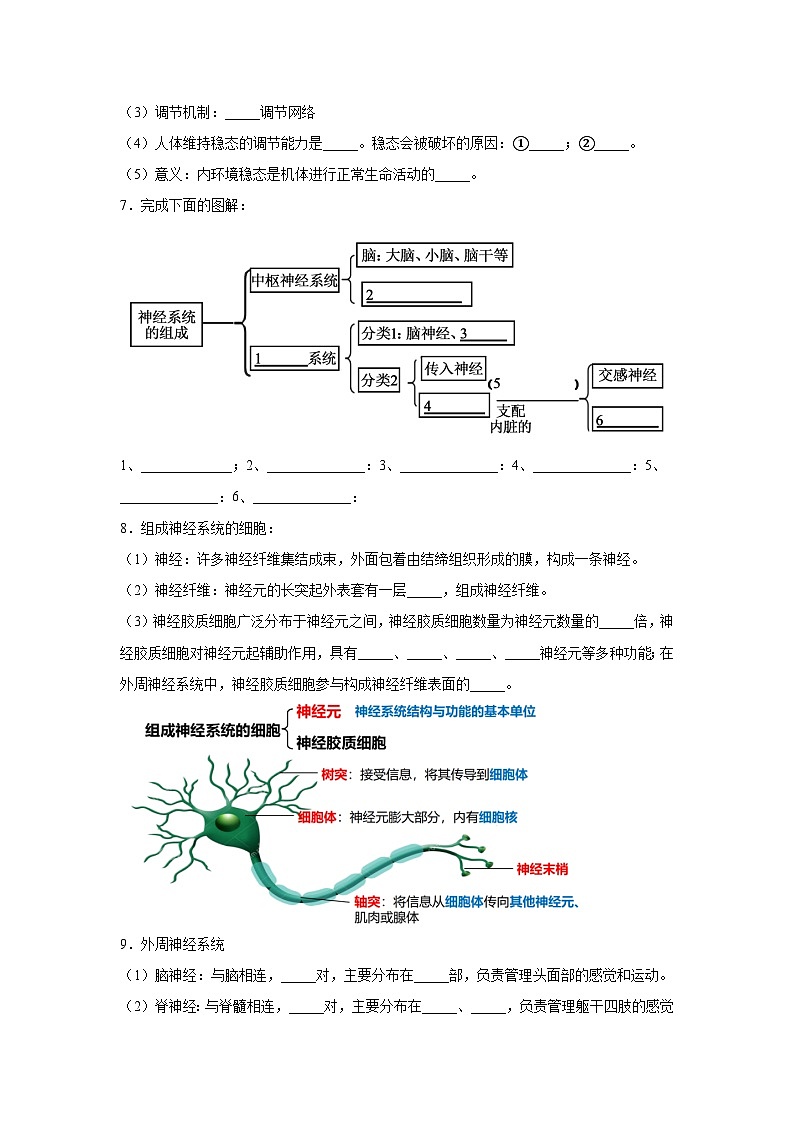 高考生物第一轮复习知识点挖空专项练习 2019人教版选择性必修一基础填空（原卷版+答案解析）第2页