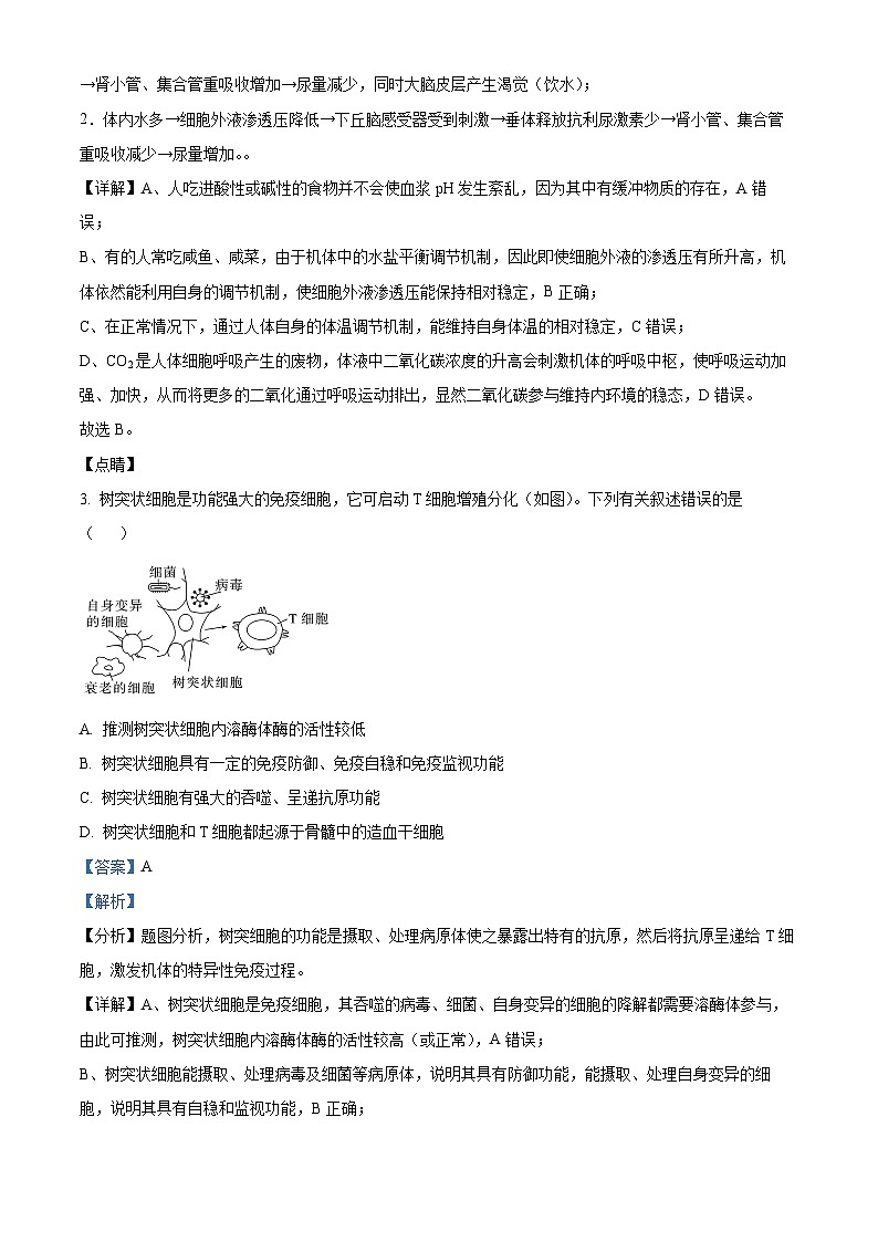 江西省上饶市余干县私立蓝天中学2023-2024学年高二上学期期末生物试题（原卷版+解析版）02