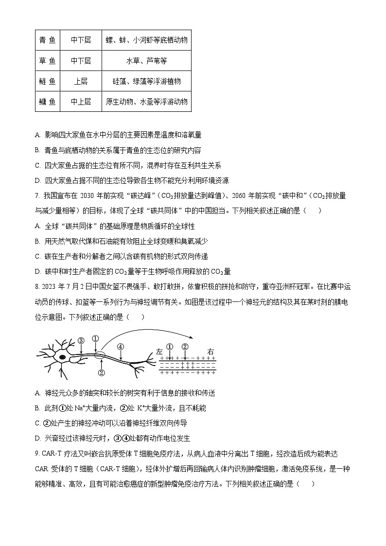 2024蚌埠高三下学期第三次教学质量检查试题生物含解析03