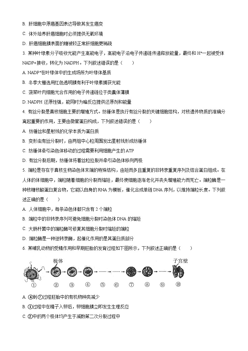 2024湖北省高中名校联盟高三上学期第三次联合测评生物试题含解析02