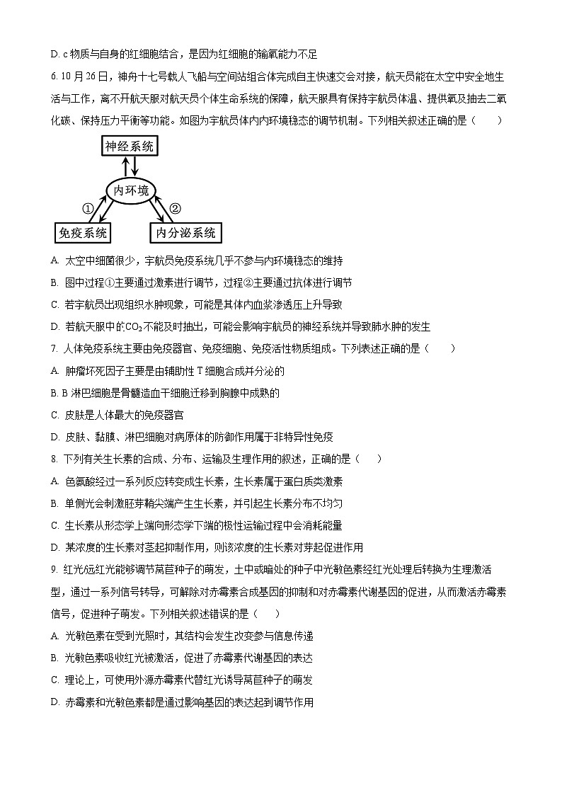 四川省泸州市泸县四中2023-2024学年高二下学期开学考试生物试题（Word版附解析）02
