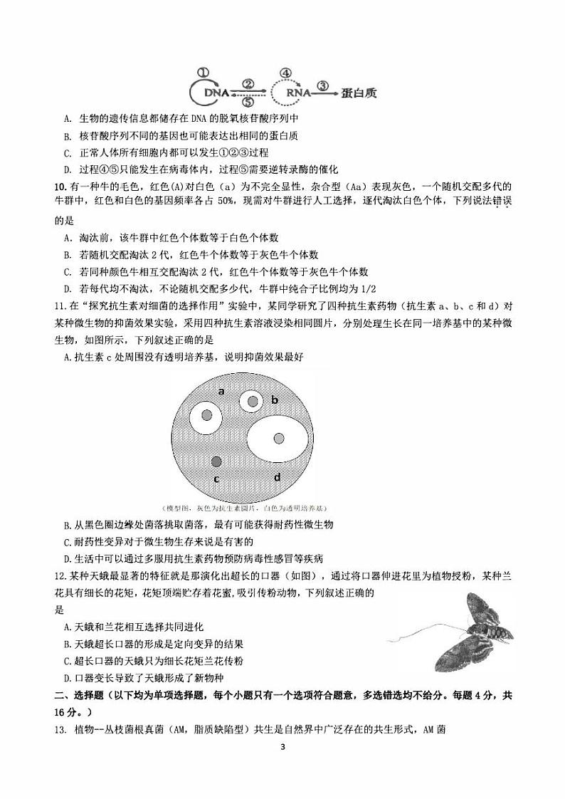 广东省惠州2023_2024高三生物上学期第二次调研考试试题03