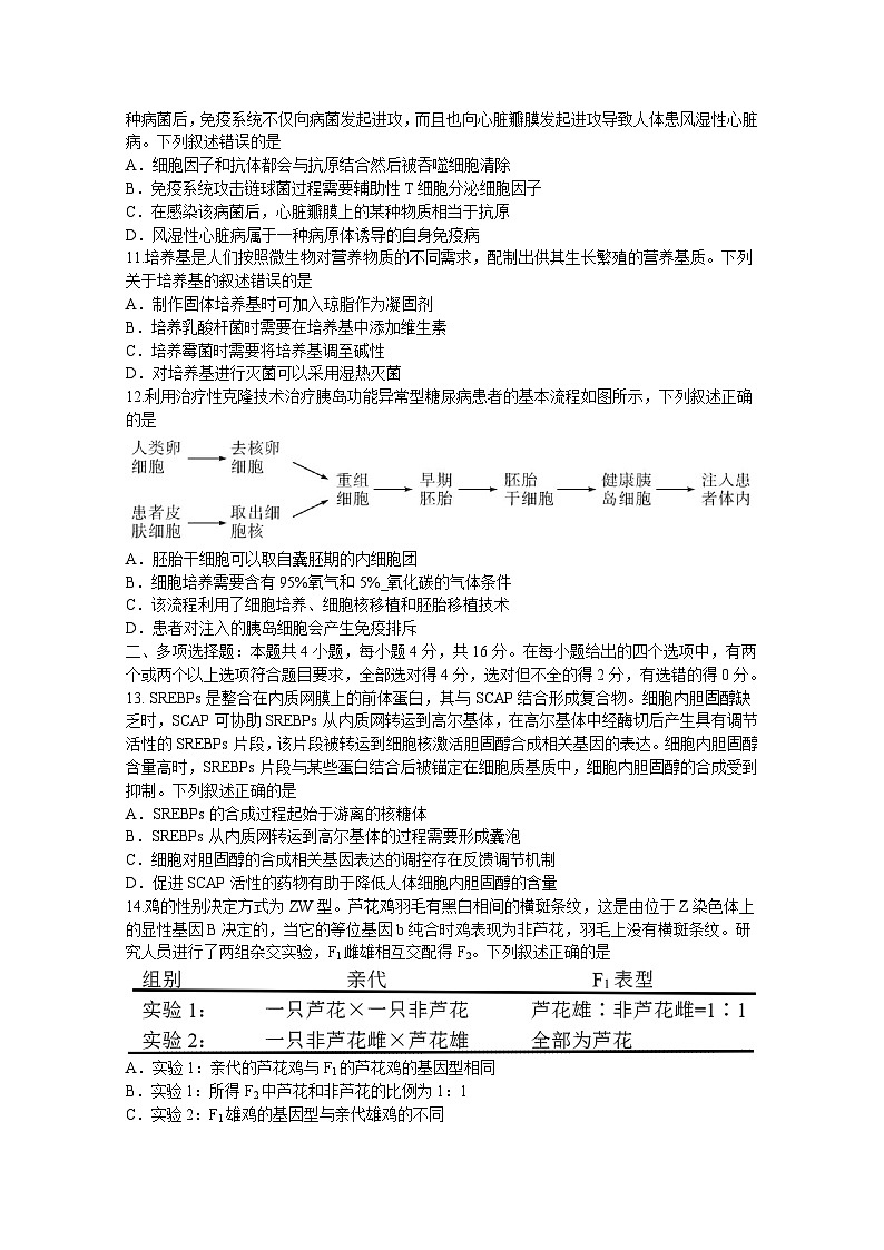 江西省名校教研联盟2023-2024学年高三下学期2月开学考试生物试卷（Word版附解析）03