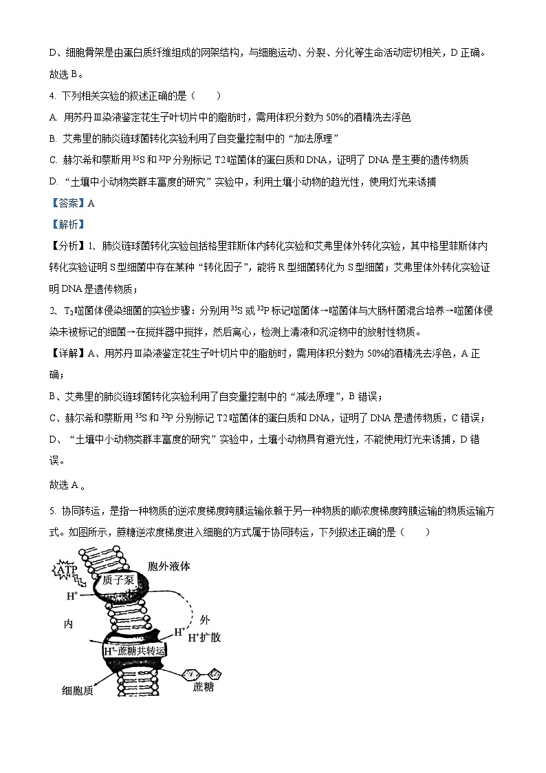 江西省吉安市一中2023-2024学年高三上学期1月期末生物试卷（Word版附解析）03