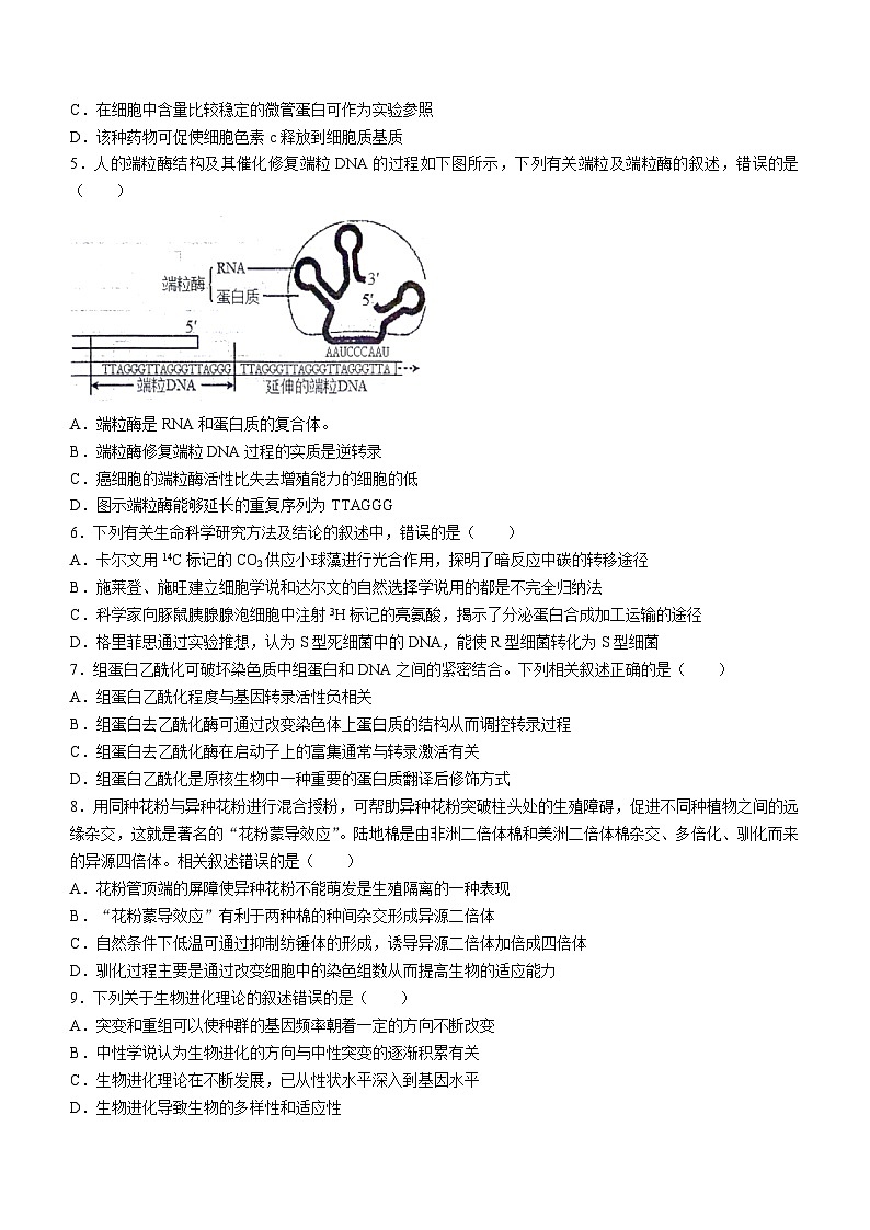 2024高邮高三下学期开学考试生物含答案第2页