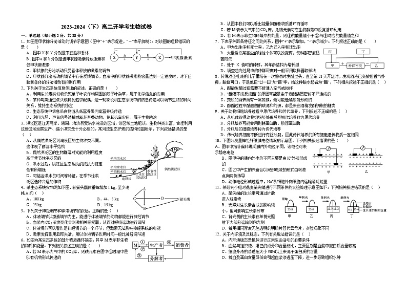 江西省宜春市宜丰县宜丰中学2023-2024学年高二下学期开学考试生物试题01