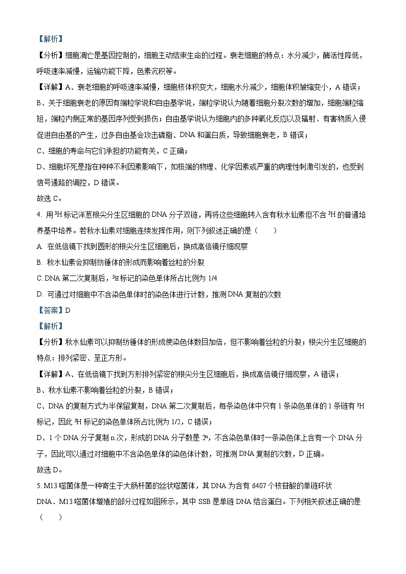 江苏省决胜新高考2023-2024学年高三下学期2月大联考生物答案第3页