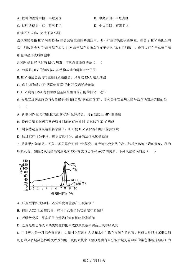 精品解析：浙江省七彩阳光联盟2023-2024学年高三下学期开学生物试题（原卷版）第2页