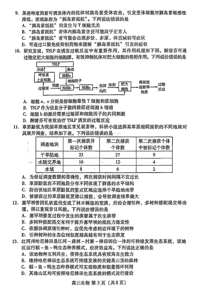 2024届山东省潍坊市滨州市高三一模生物试题03