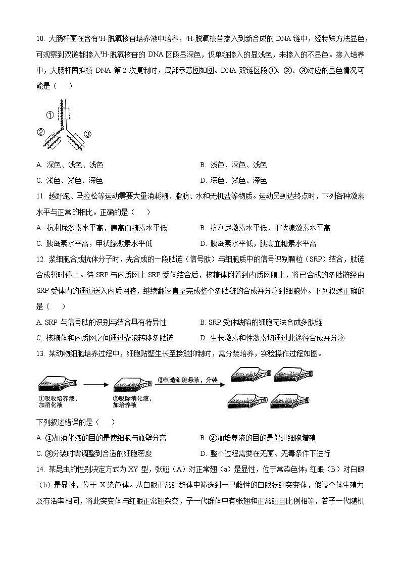 浙江省2024年1月普通高校招生选考科目考试生物学试题（Word版附解析）03