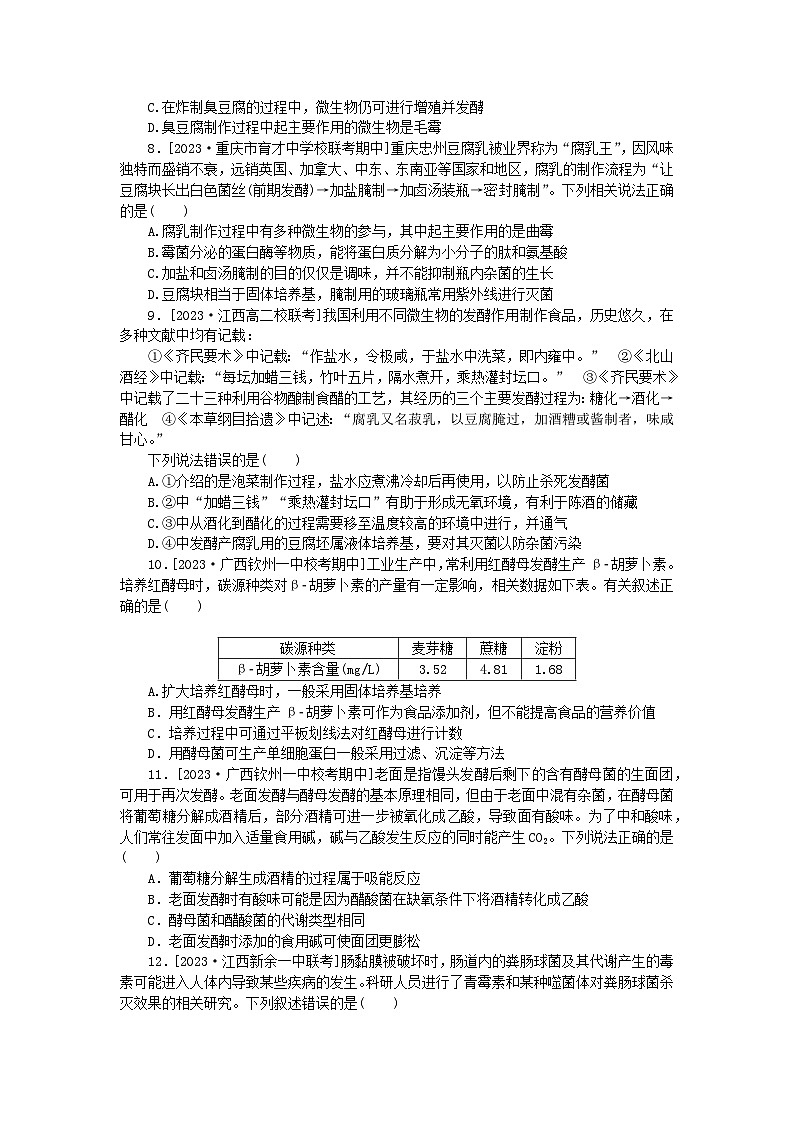 2023版新教材高中生物第1章发酵工程检测卷新人教版选择性必修3第2页