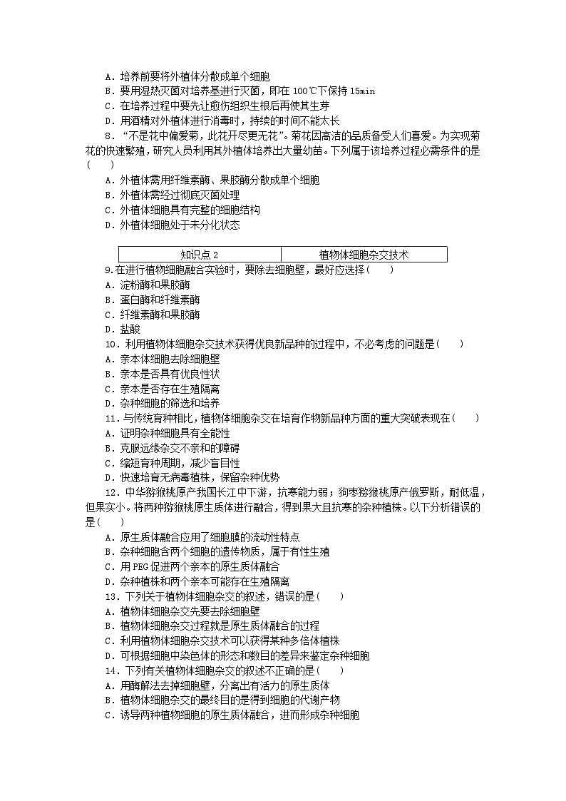 2023版新教材高中生物第2章细胞工程第1节植物细胞工程课时作业新人教版选择性必修3第2页