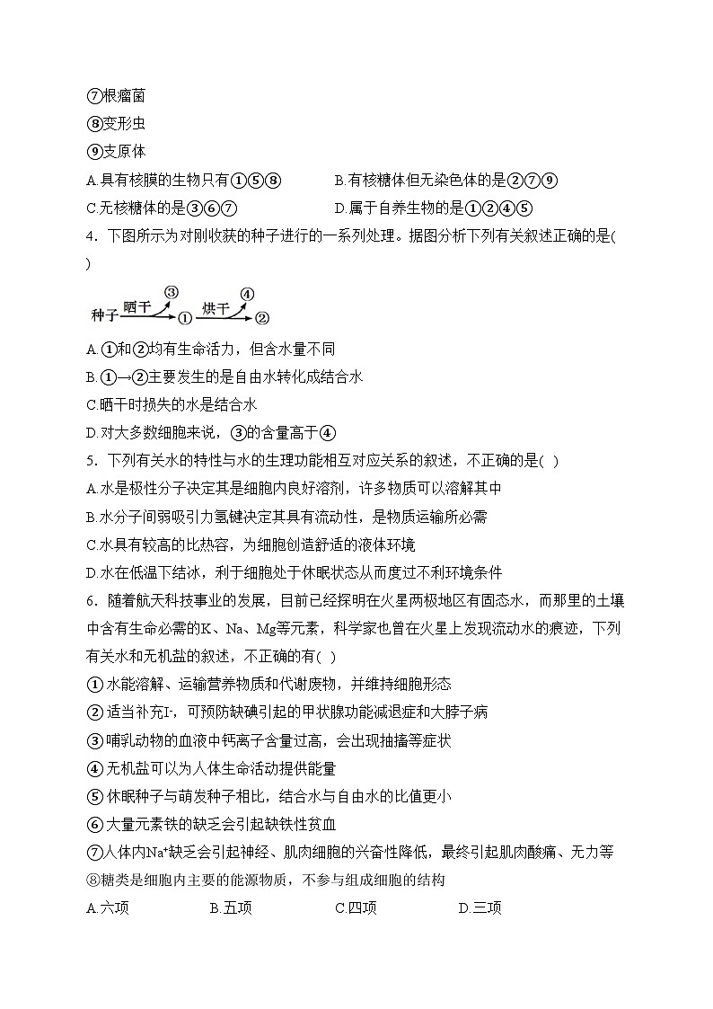 许昌高级中学2023-2024学年高一下学期开学考试生物试卷(含答案)第2页