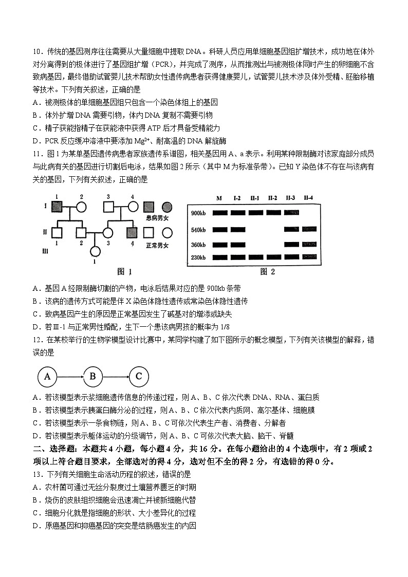 江西省赣州市2023-2024学年高三下学期3月摸底考试生物试题03