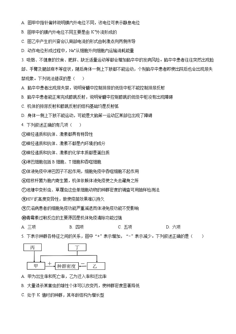 湖南省永州市第一中学2023-2024学年高二下学期开学考试生物试卷（Word版附解析）02