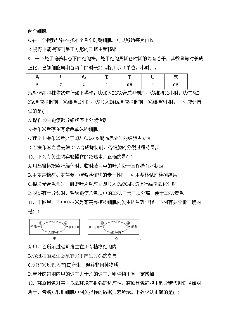 重庆市2023-2024学年高一下学期开学学业质量联合调研生物试卷(含答案)02