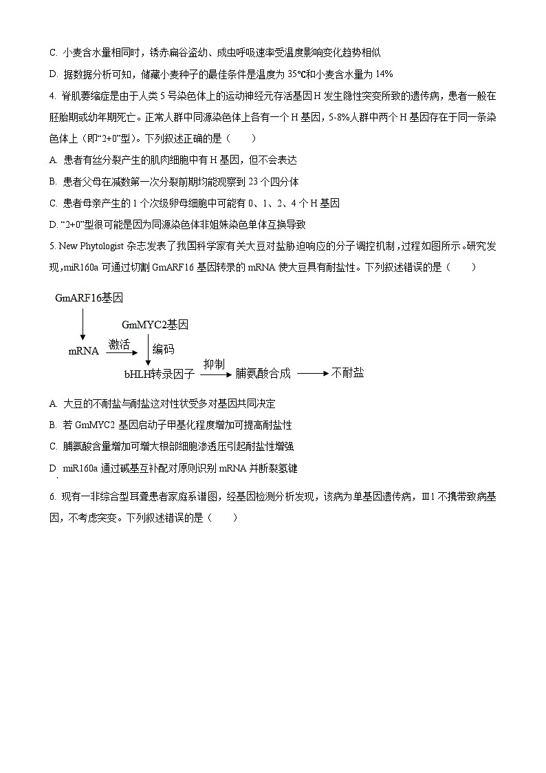 江西省南昌市2024届高三下学期第一次模拟测试生物试卷（Word版附解析）02