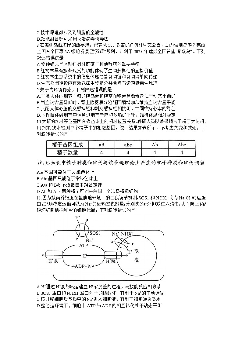 福建省莆田市2024届高三下学期二模生物试卷（Word版附解析）02