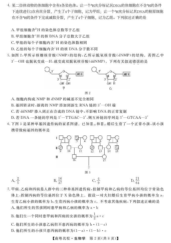 2024广东省南粤名校高三下学期2月联考试题生物PDF版含解析02