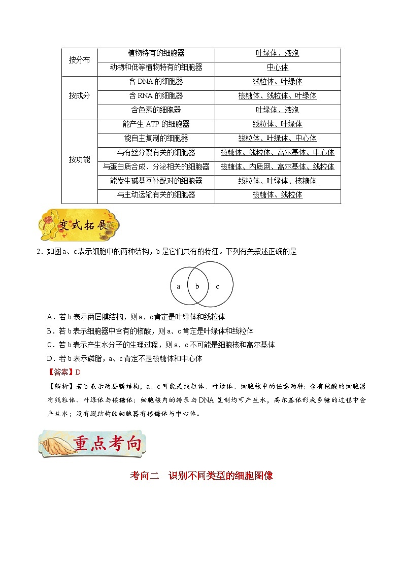 最新高考生物考点一遍过讲义 考点10 细胞器的结构和功能03