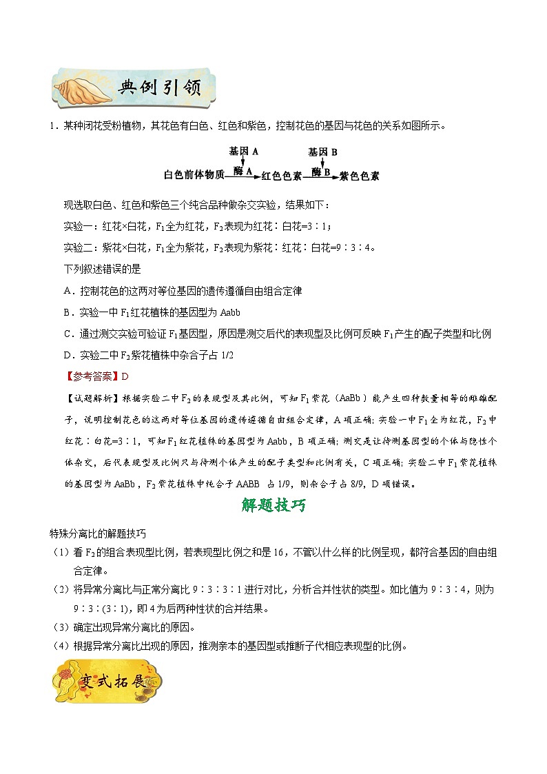 最新高考生物考点一遍过讲义 考点37 遗传规律的分析与计算03