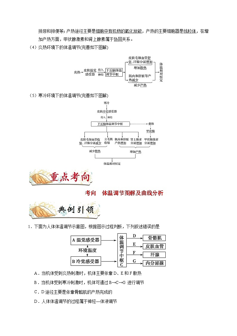 最新高考生物考点一遍过讲义 考点50 体温调节02