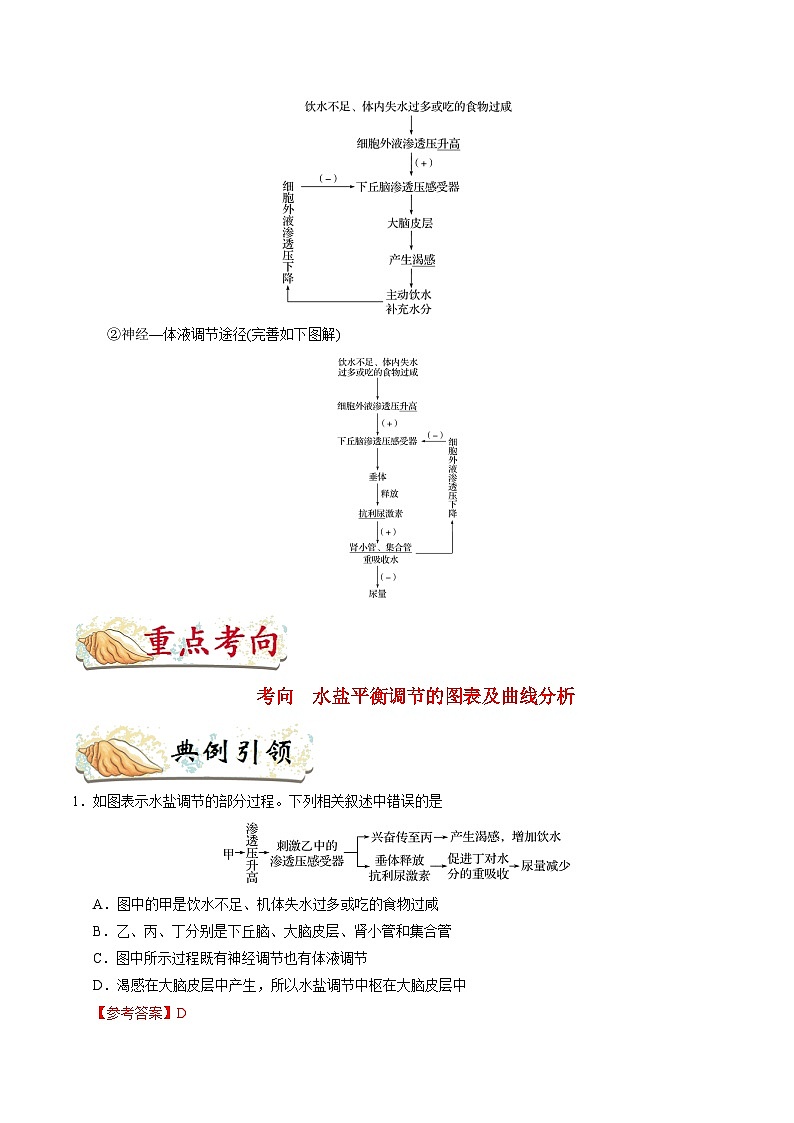 最新高考生物考点一遍过讲义 考点51 水盐平衡调节02