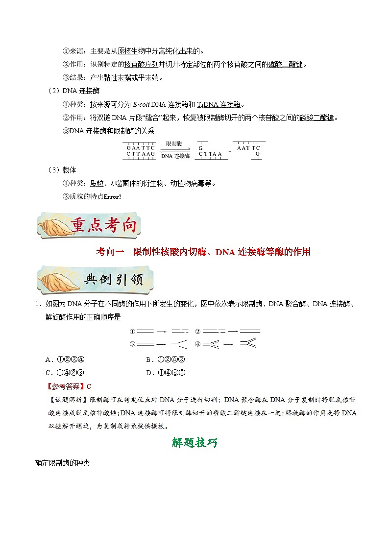 最新高考生物考点一遍过讲义 考点79 基因工程（一）02