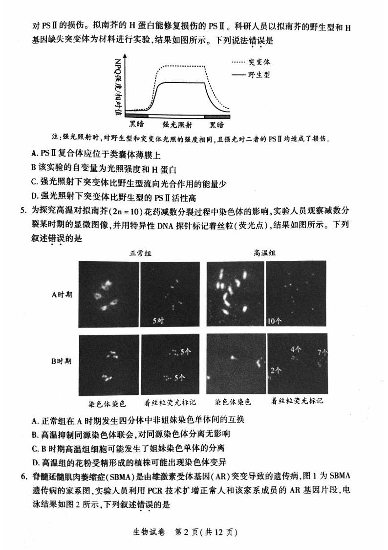 2024北京平谷高三零模生物试题及答案第2页