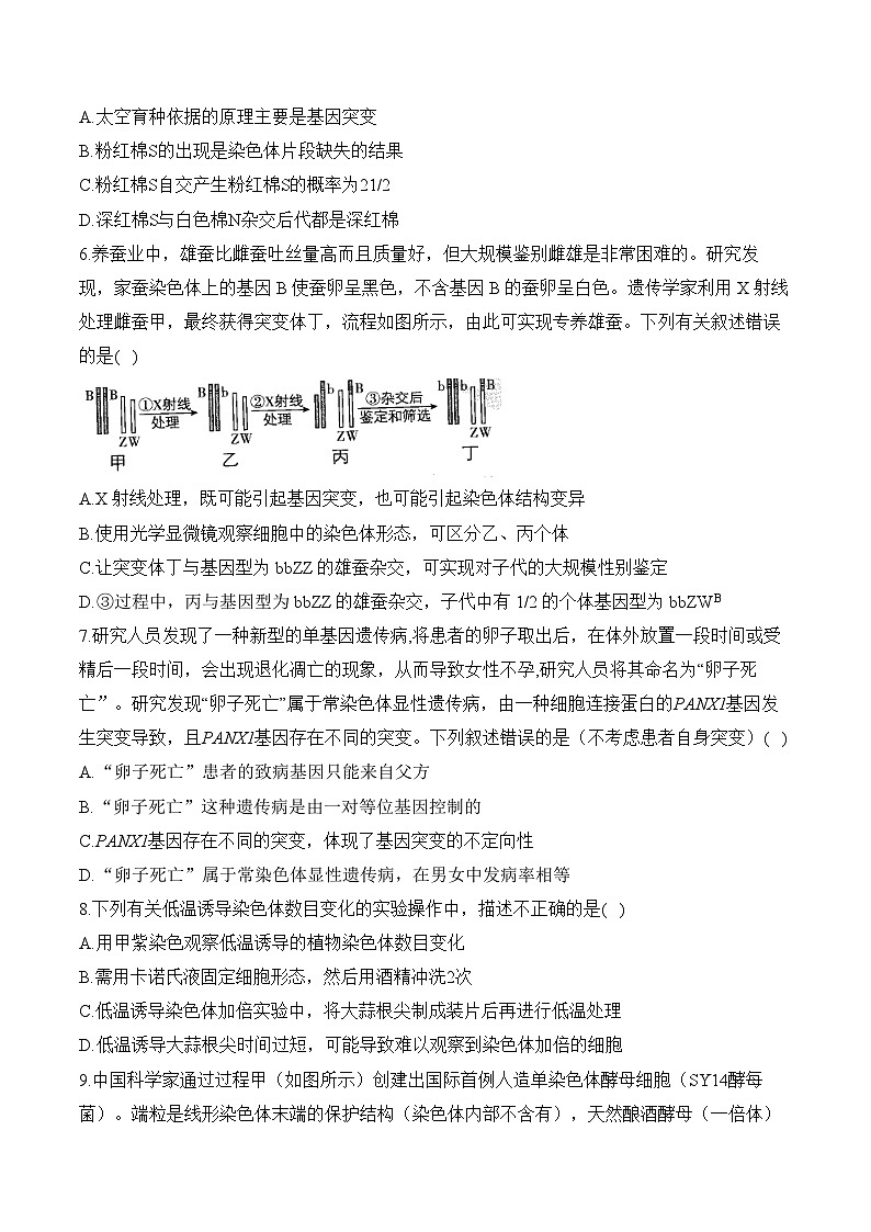 第三章 生物的变异—2023-2024学年高一生物学苏教版（2019）必修二单元检测卷（A卷）03