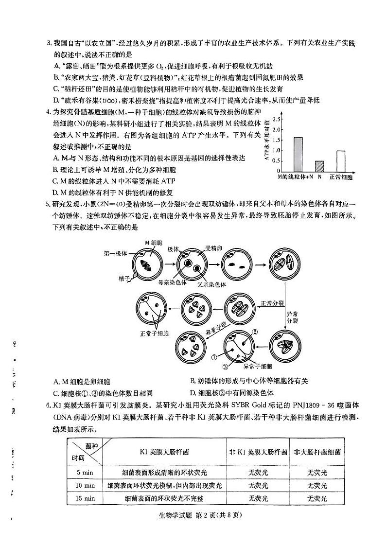 湖南省张家界市2024年高三二模考试生物试题02