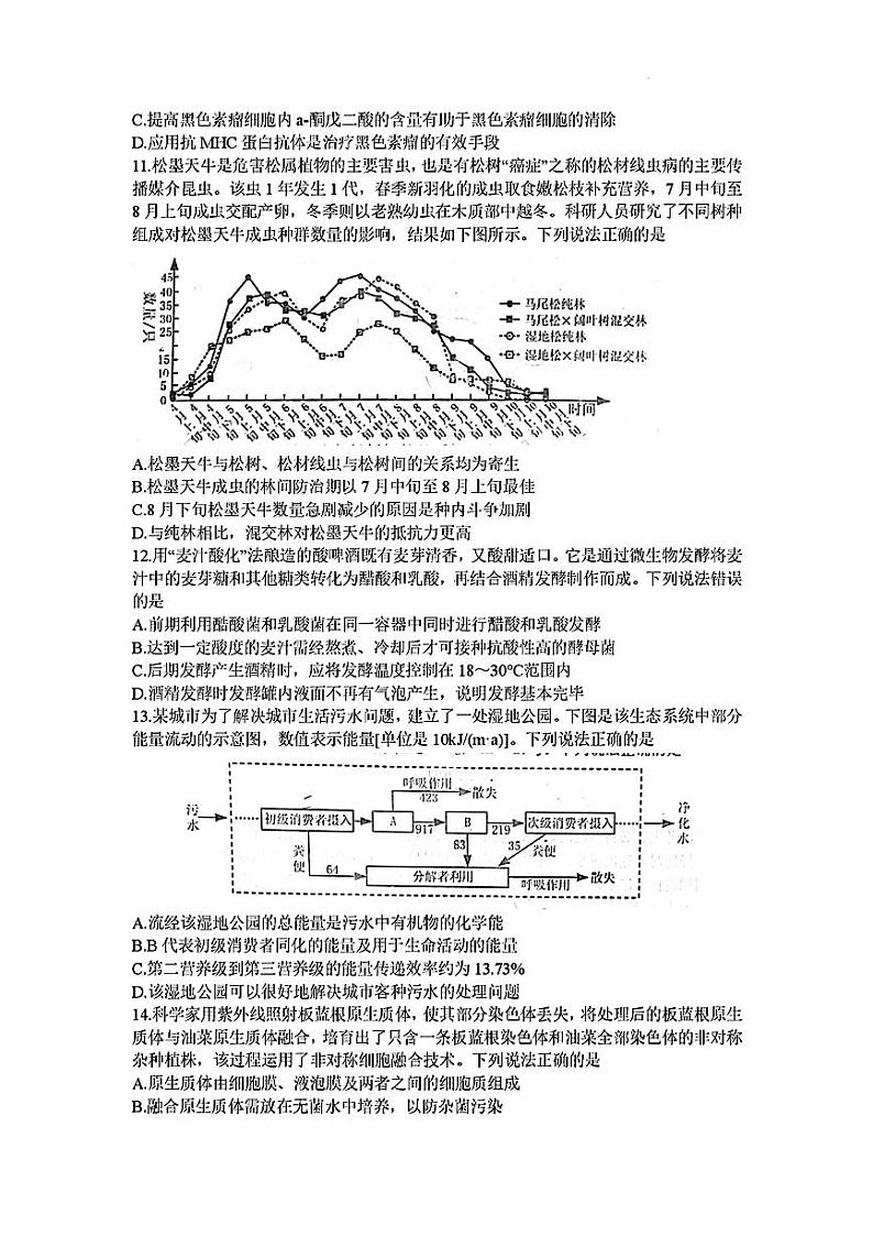 山东省德州市2023—2024学年高三下学期第次一模拟考试生物试题第3页