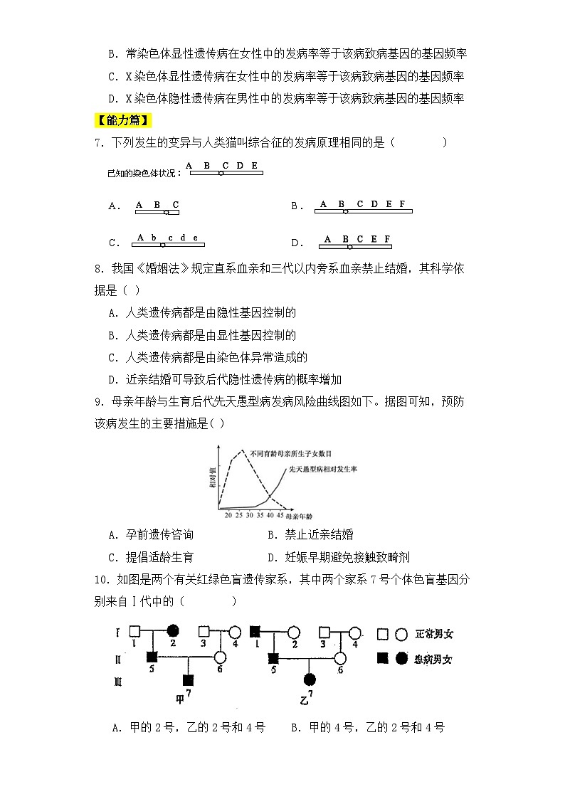 人教版高中生物必修二5.3人类遗传病同步练习（含答案解析）02