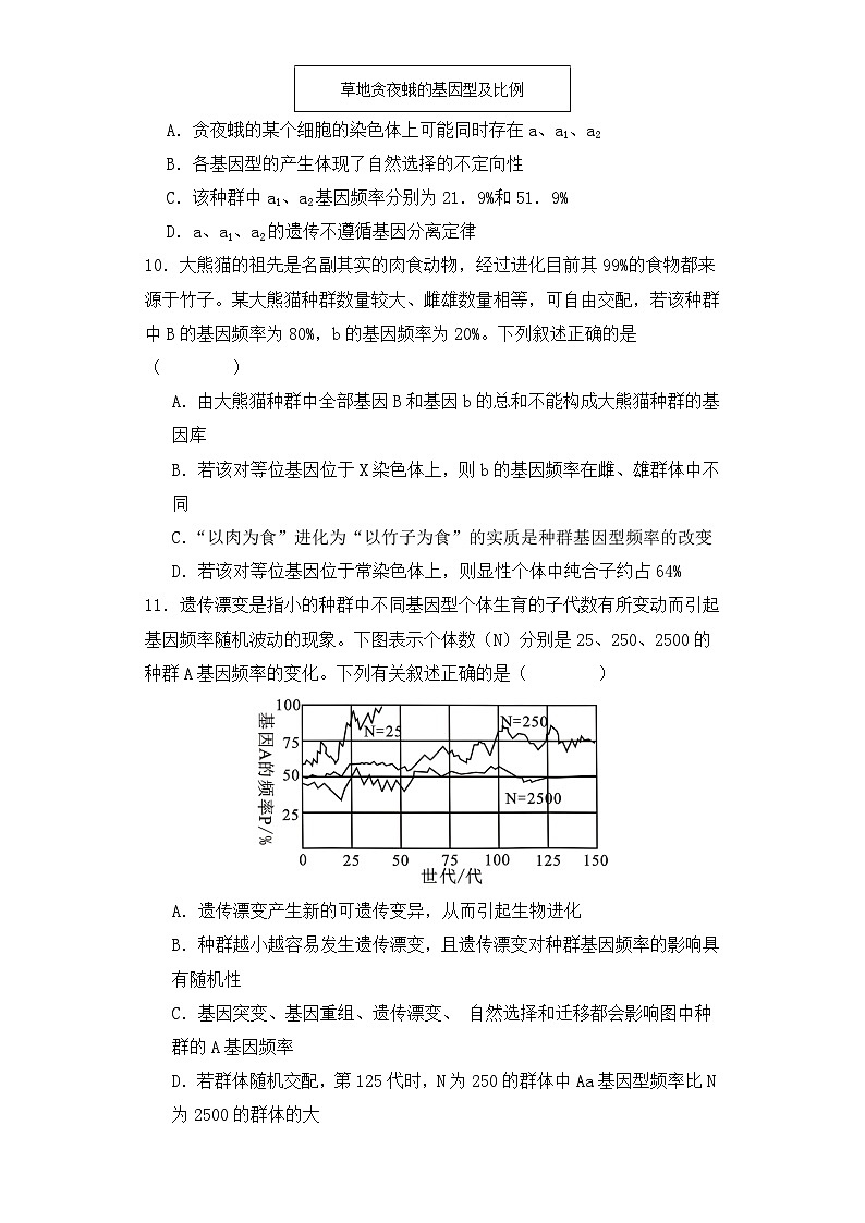 人教版高中生物必修二6.3.1 种群基因组成的变化同步练习（含答案解析）第3页