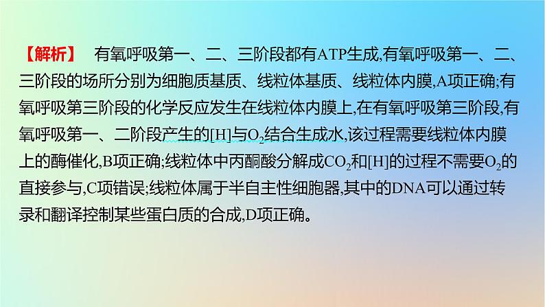 2025版高考生物一轮复习真题精练第三章细胞的能量供应和利用第9练细胞呼吸的原理和应用课件第5页