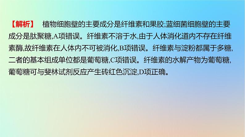 2025版高考生物一轮复习真题精练第一章细胞的分子组成第2练细胞中的糖类和脂质课件第3页