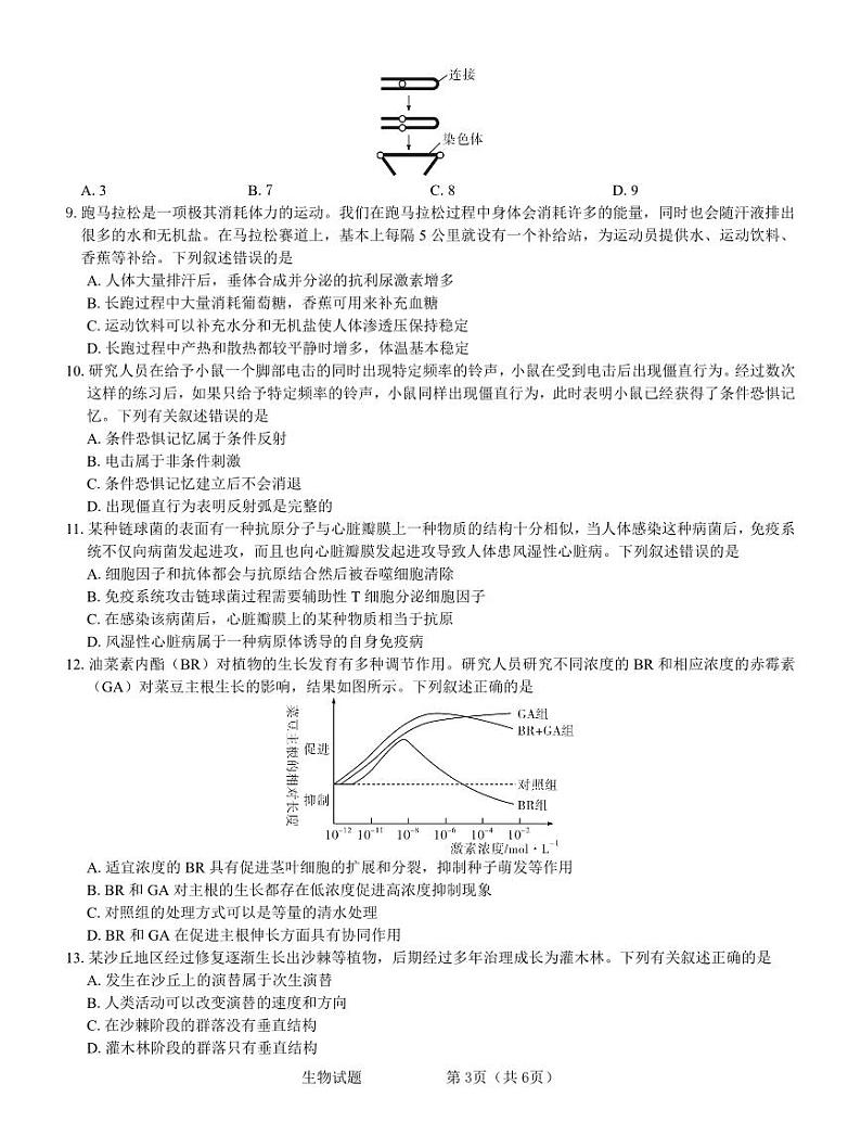 2024张掖某校高三下学期3月模拟考试生物PDF版含解析03
