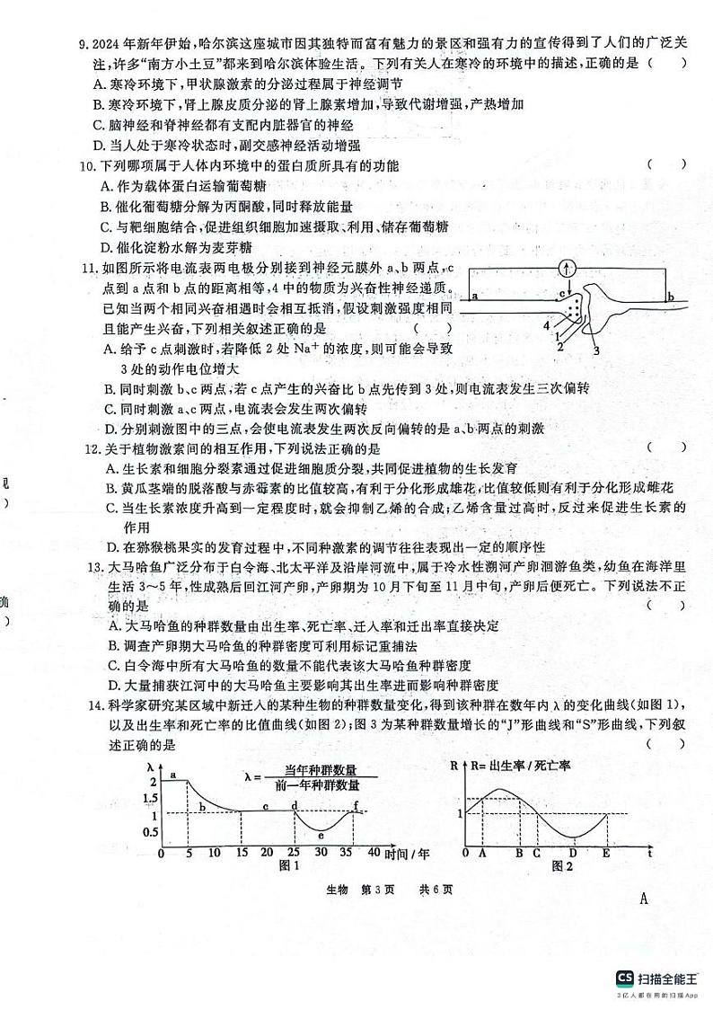 2024安徽师大附中高二下学期2月月考试题生物PDF版含解析第3页