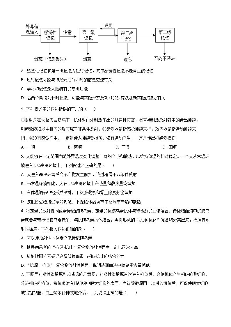 安徽省马鞍山市第二中学2023-2024高二下学期开学考试生物学试卷（Word版附解析）02