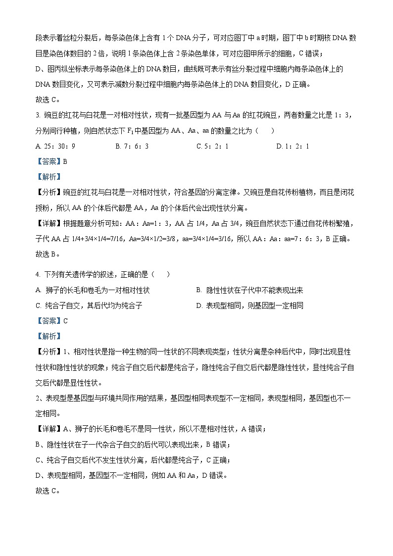 精品解析：重庆市巫溪县上磺中学2022-2023学年高一下学期半期考试（期中）生物试题（解析版）第3页