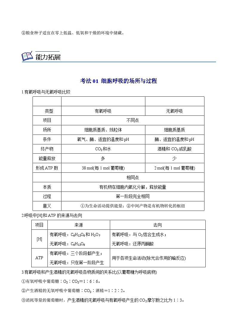 5.3 细胞呼吸的原理和应用（第2课时）-高一生物同步精品讲义（人教必修1）03