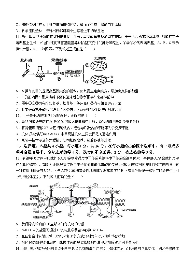 2024届湖南省长沙市四区高三下学期3月调研考试生物试题(无答案)03