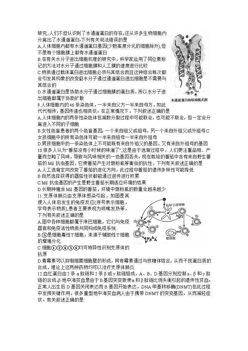 湖南省九校联盟2024届高三下学期第二次联考生物试题第3页