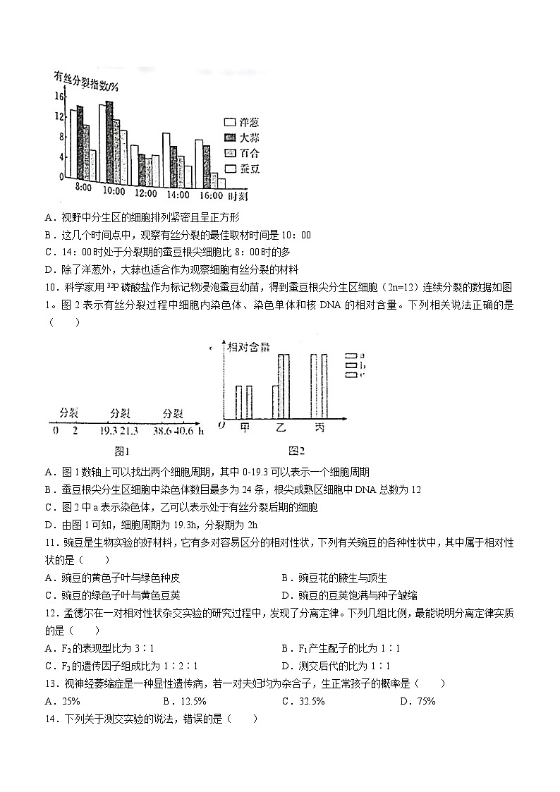 云南省大理白族自治州祥云县祥云祥华中学2023-2024学年高一3月月考生物试题(无答案)第2页