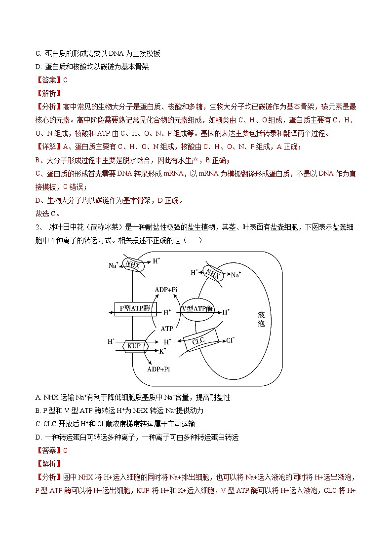 2024年高考生物考前信息必刷卷 02（安徽专用） Word版含解析第2页