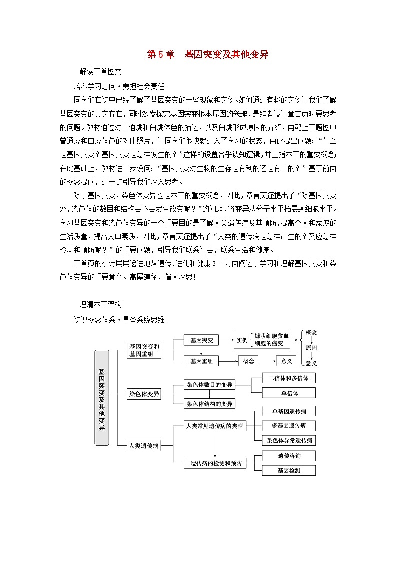 2024春新教材高中生物第5章基因突变及其他变异第1节基因突变和基因重组教师用书新人教版必修2第1页