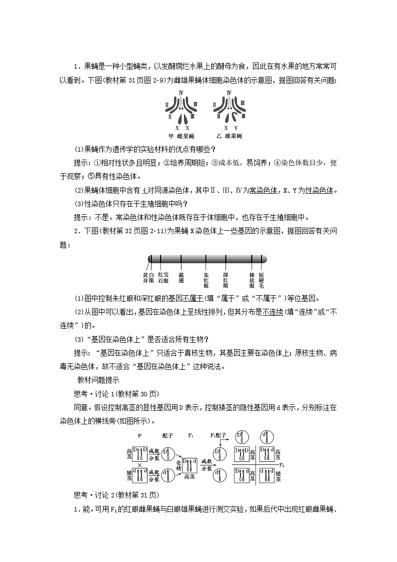 2024春新教材高中生物第2章基因和染色体的关系第2节基因在染色体上教师用书新人教版必修2第3页